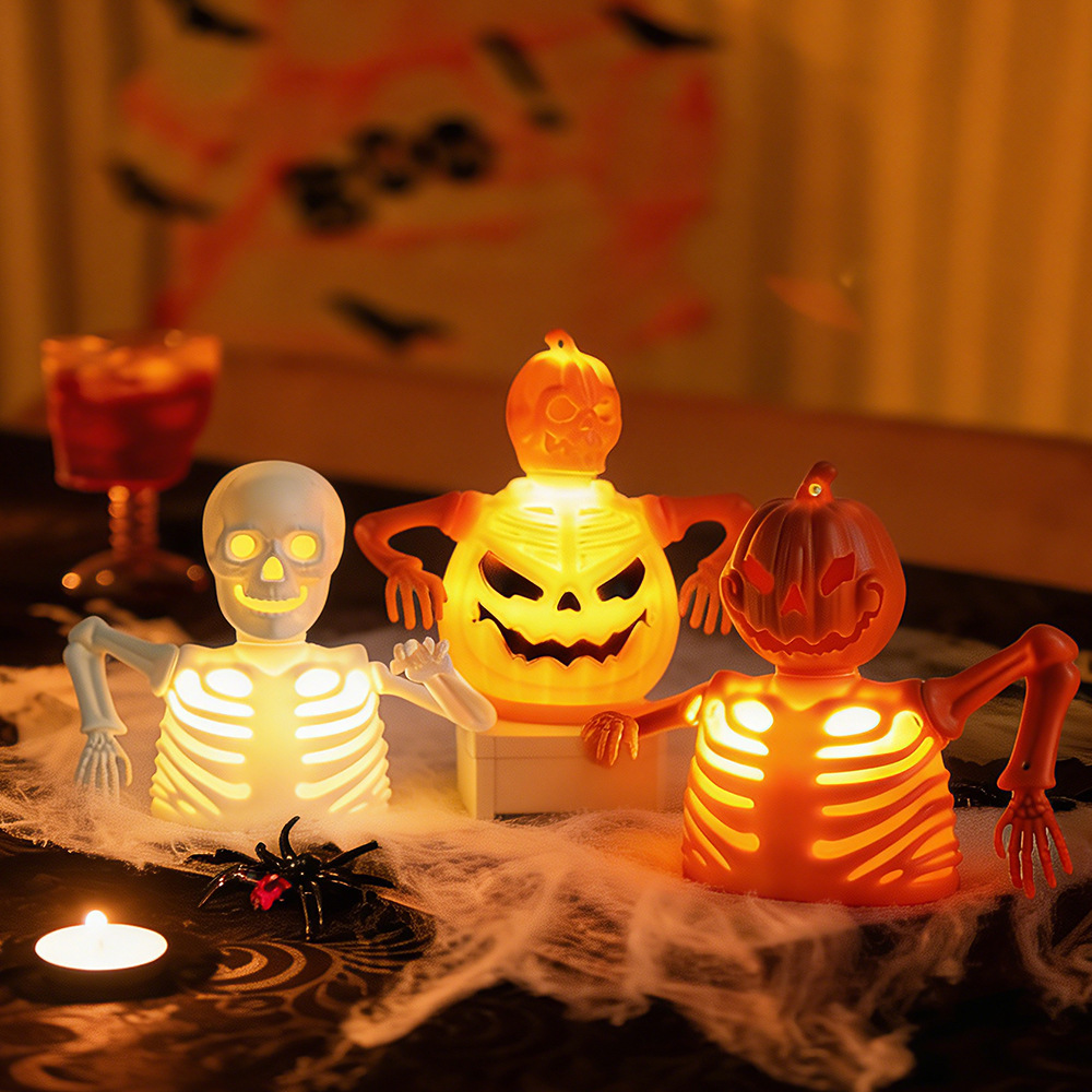 Adornos decorativos de Halloween, esqueletos, velas electrónicas, faroles de calabaza, accesorios para fiestas de Halloween, candelabros, faroles de calabaza image 1
