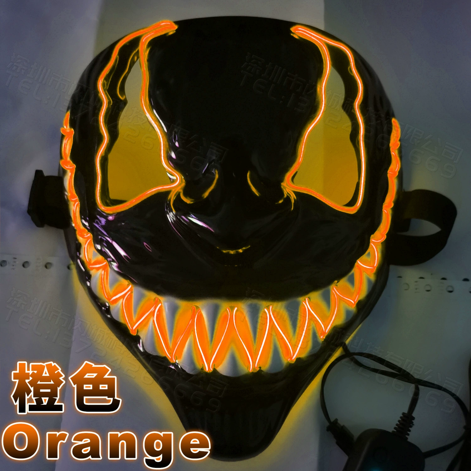 Полная маска Halloween со светодиодами (Mj105), мигающий EL-свет, разноцветный устрашающий дизайн