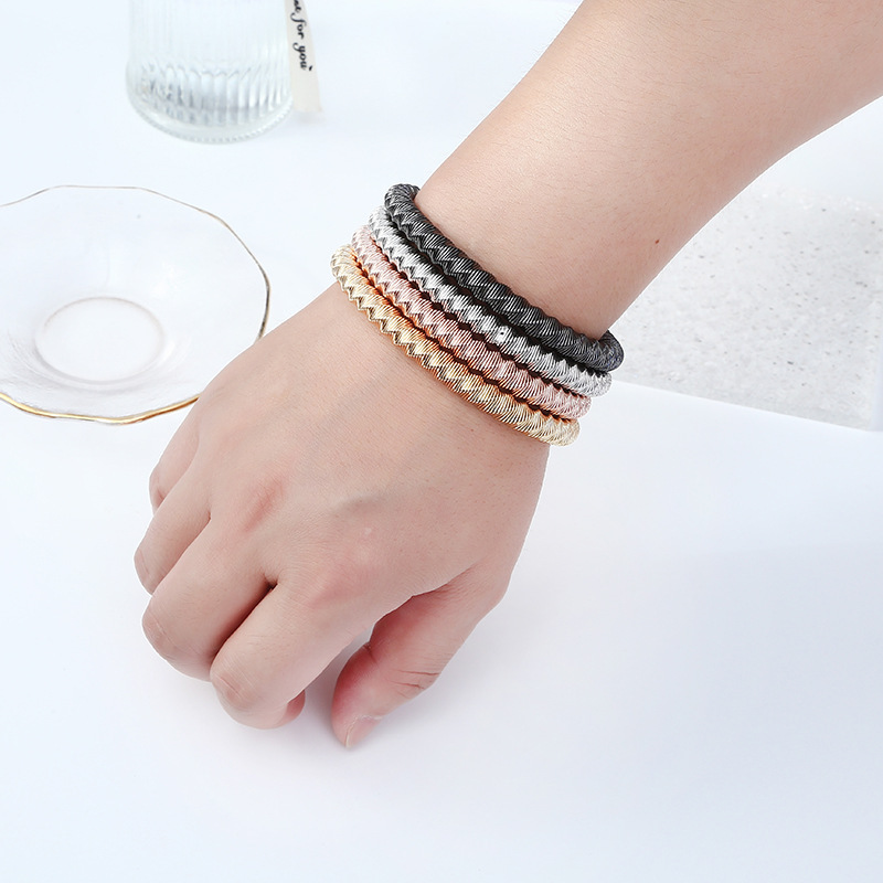 Cross-border bracelet jewelry wholesale metal spring rough men's and women's guitar string twisted wave telescopic deformation bracelet