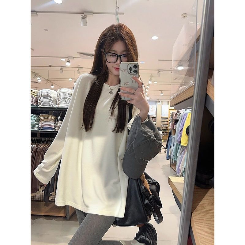 Otoño y invierno deben pesarse más camiseta de terciopelo de doble cara, camiseta coreana de doble cara gruesa, camiseta de manga larga, combinación image 3