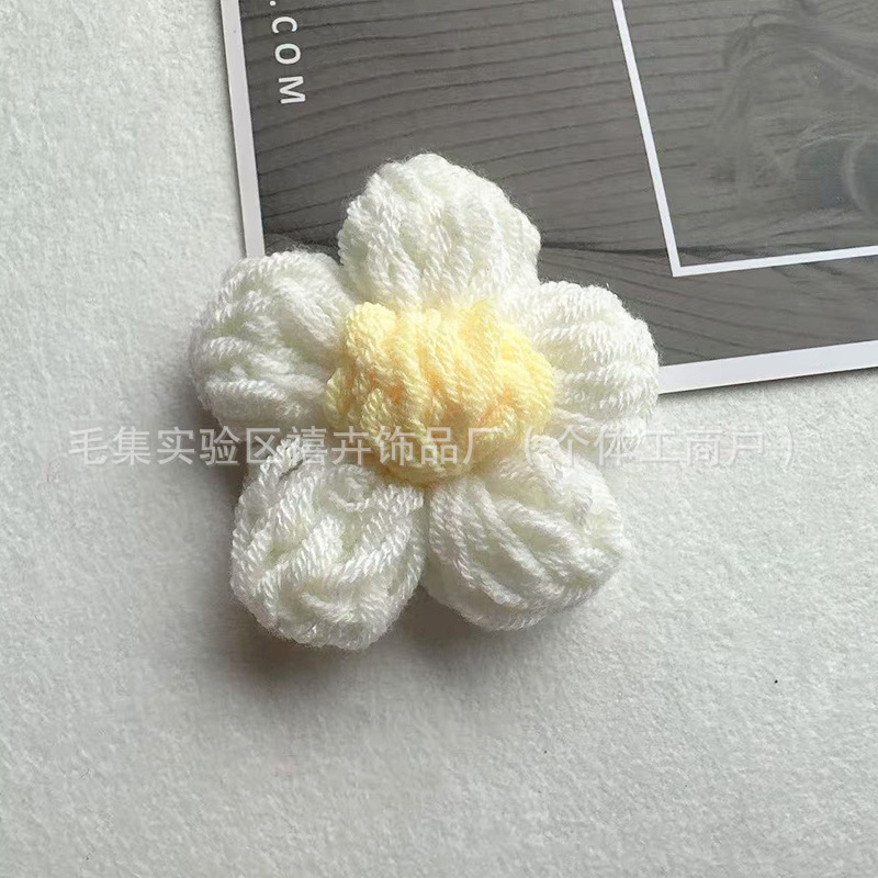 7cm ダブルラインビッグパフフラワーハンドフックウールフラワー五弁花 DIY 胸花ヘアピン衣類アクセサリーアクセサリー|undefined