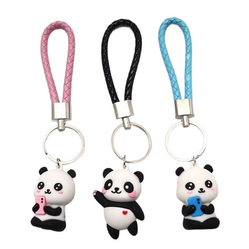 Panda keychain large panda bag toy cartoon ornament slot machine small gift panda plush schoolbag ornament