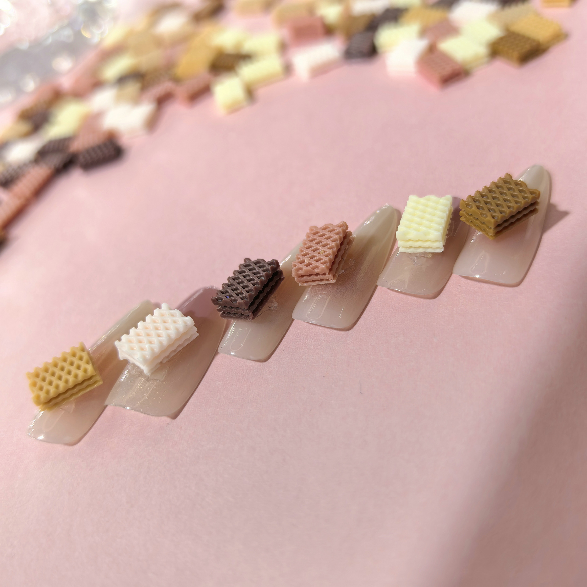 长方夜光仿真饼干美甲饰品食玩威化饼干diy手工发夹穿戴甲树脂