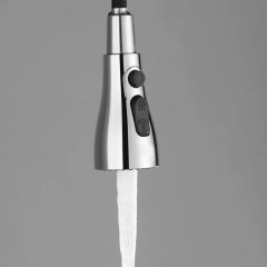 Pull-out kitchen faucet shower head Telescopic vegetable basin faucet three-function small waist double scraper supercharged shower head