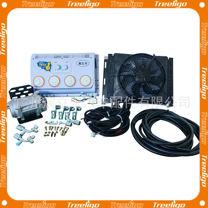 12V 24V coche eléctrico aire acondicionado (salida de aire con 435 colgando) adecuado para camiones pesados ingeniería vehículo cosechadora