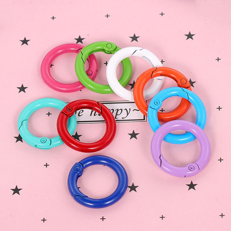 Candy color paint round ring key chain DIY bag chain buckle accessories can be opened and closed Spring ring ring buckle