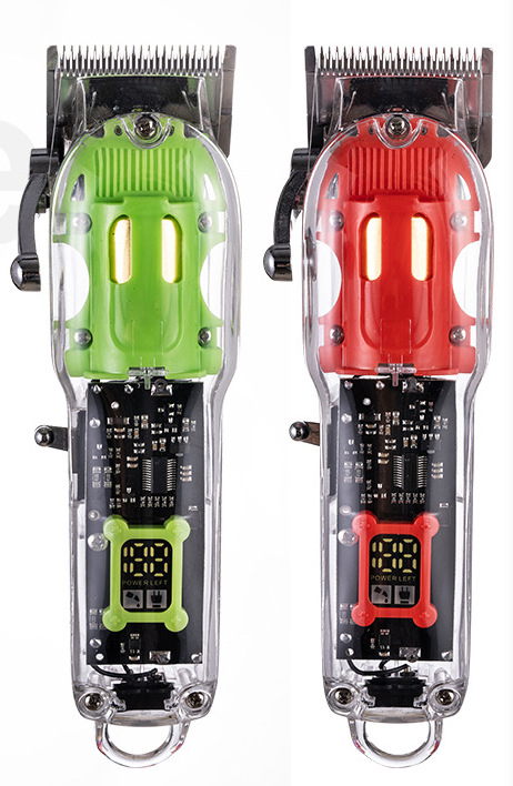 Cortadora de pelo eléctrica con pantalla digital, recortadora eléctrica transparente para peluquerías, cortadora de pelo para uso doméstico con cuchilla de cerámica.