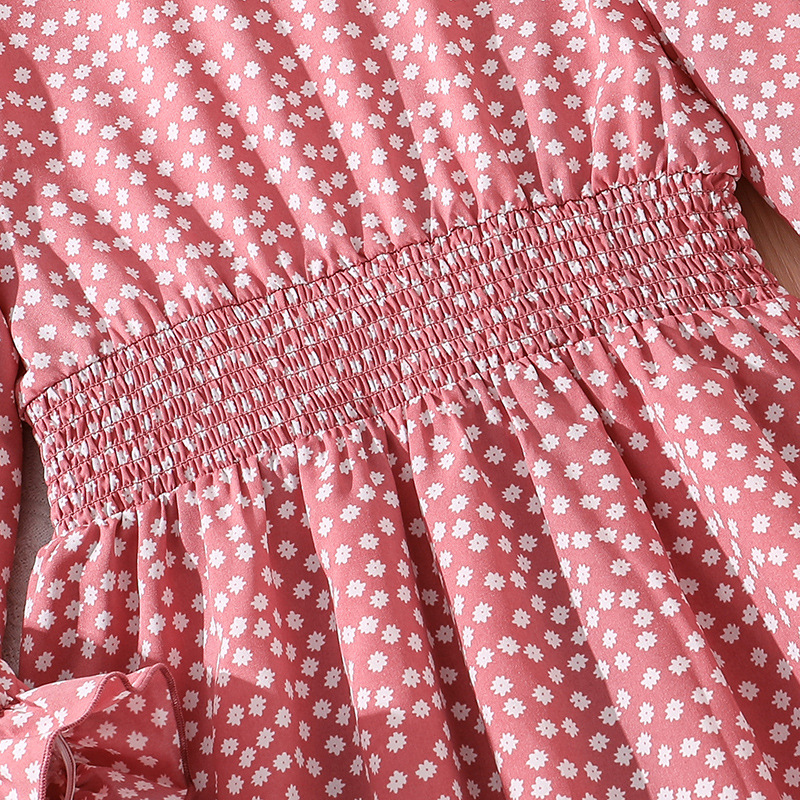 Flickklänning med lång ärm och tryck prinsessstil höst_voghion.com