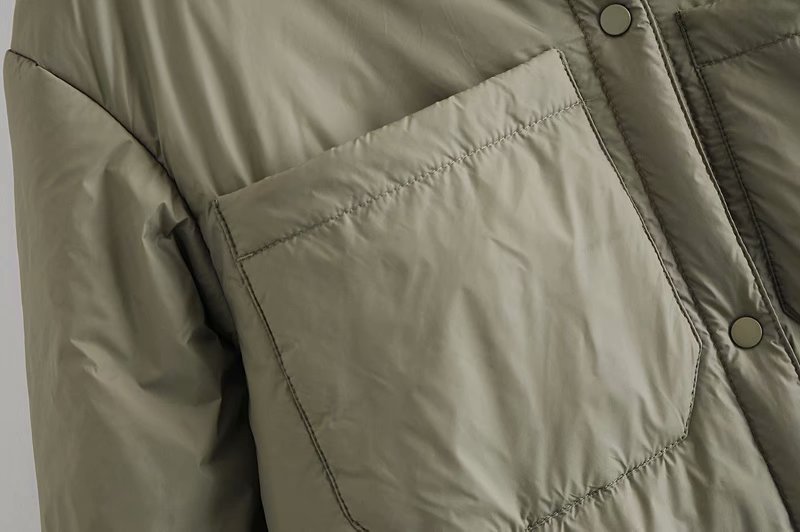 solapa bolsillos dobles chaqueta acolchada de algodón estilo camisa caliente Nihaostyles vendedor de ropa al por mayor NSAM74092