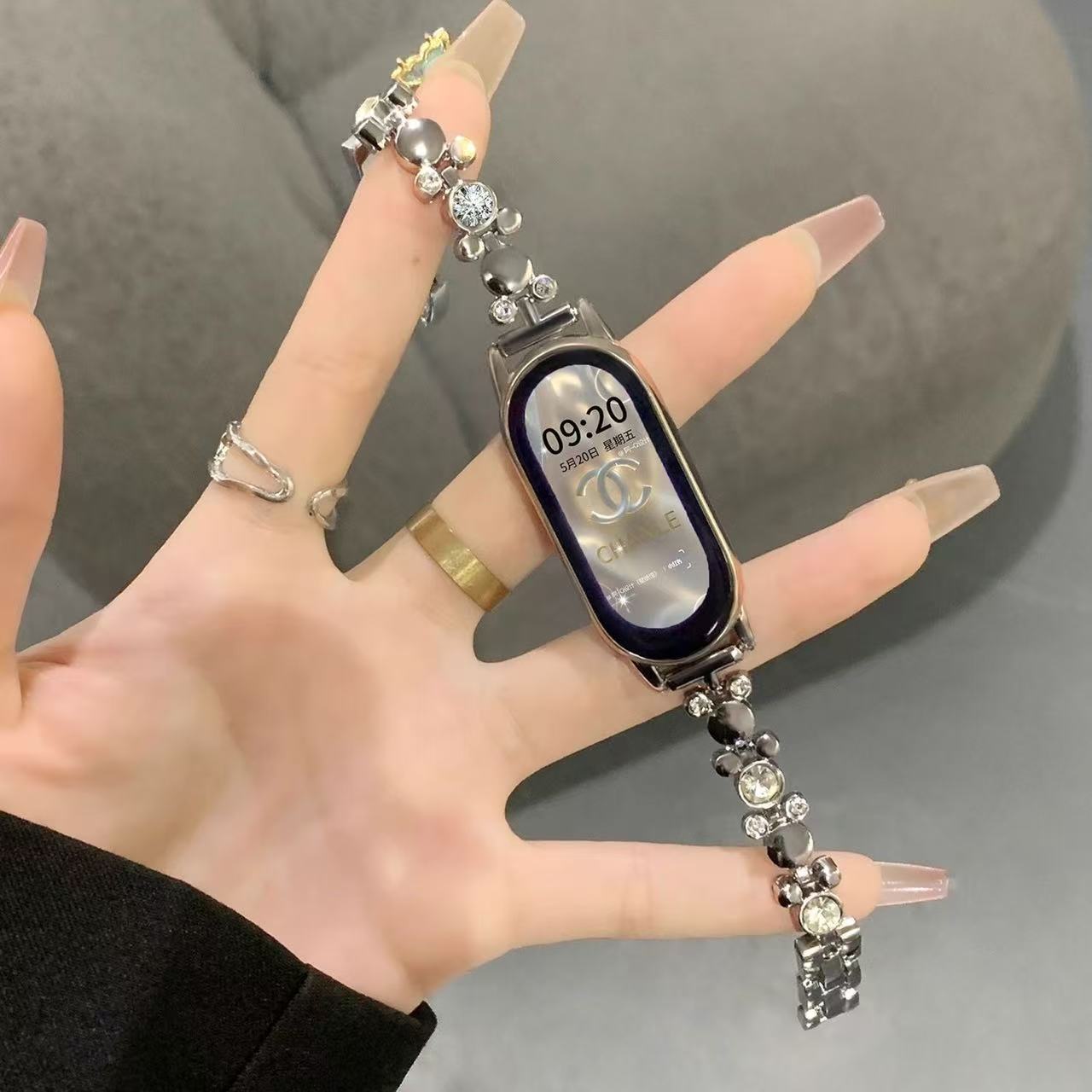 Suitable for Xiaomi 10 Bracelet 9 Watch Strap 8 Stainless Steel Metal Mickey Women's Apple 1-11 Generation Bracelet Watch Strap