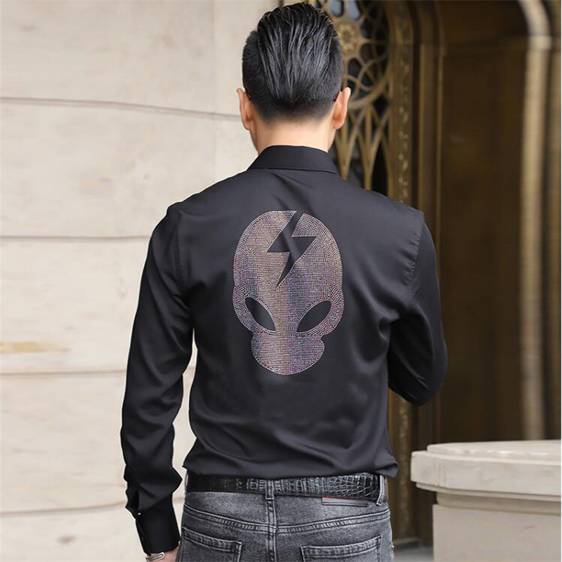 Trend black solid color shirt all-season
