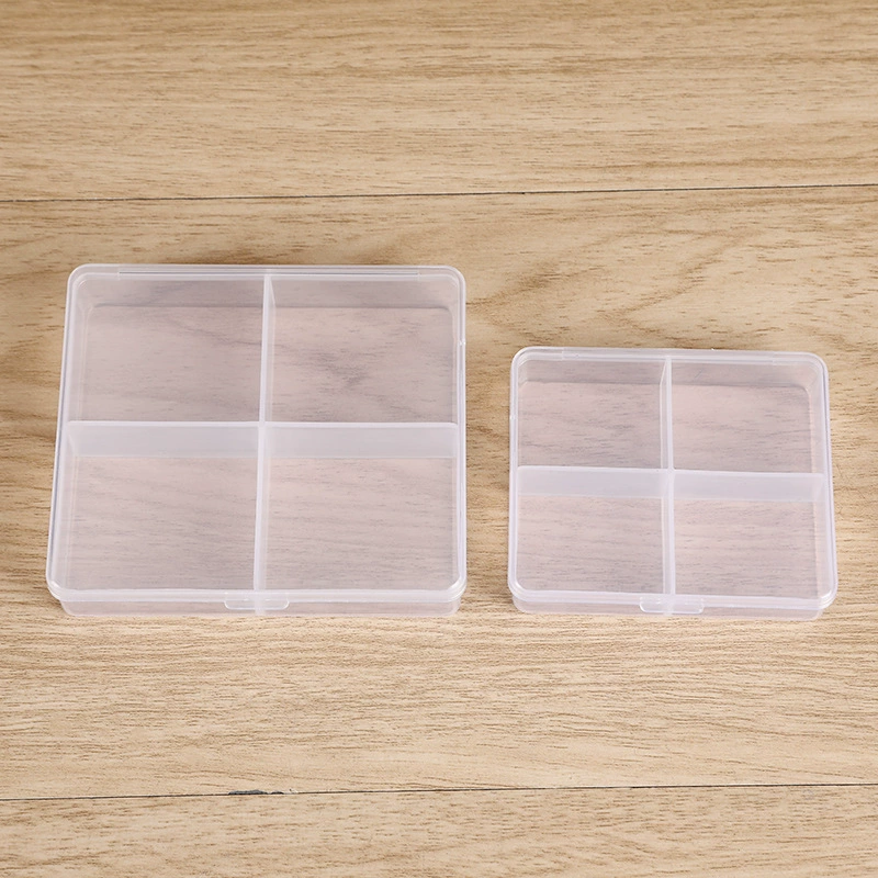 Прозрачная шкатулка для драгоценностей с четырьмя сетками из полипропилена, коробка для рыболовных крючков, коробка для 4-сетчатых скрепок, аксессуары, упаковка, коробка для хранения, отделочная коробка