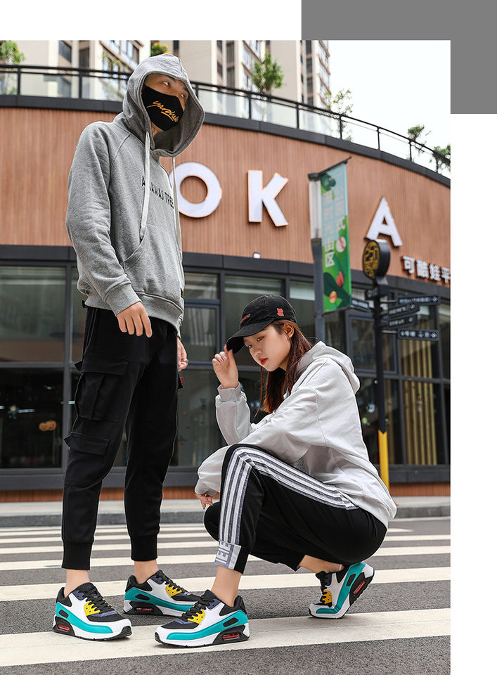 Giày sneaker thể thao đế dày cổ thấp buộc dây phối màu unisex — AD-0590 màu trắng, AD-0590 toàn màu đen, AD-0590 trắng xám vàng, AD-0590 đen trắng chi tiết 3