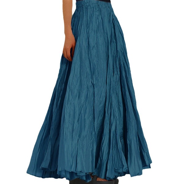 summer solid color long skirt