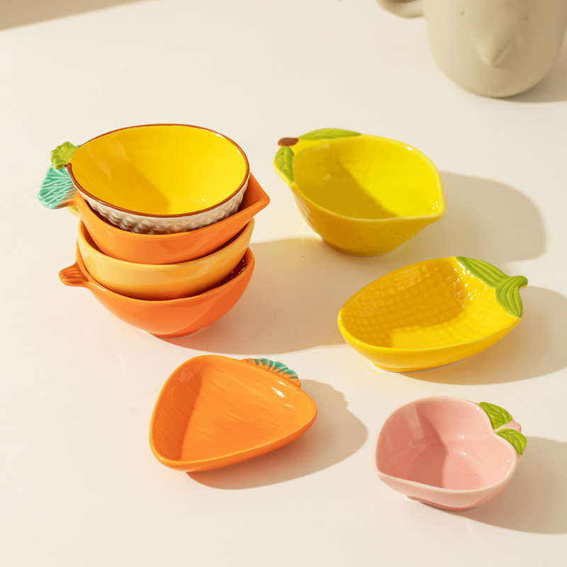 Frutas y verduras de cerámica creativas caseras platos de inmersión condimentos bocadillos de frutas y verduras