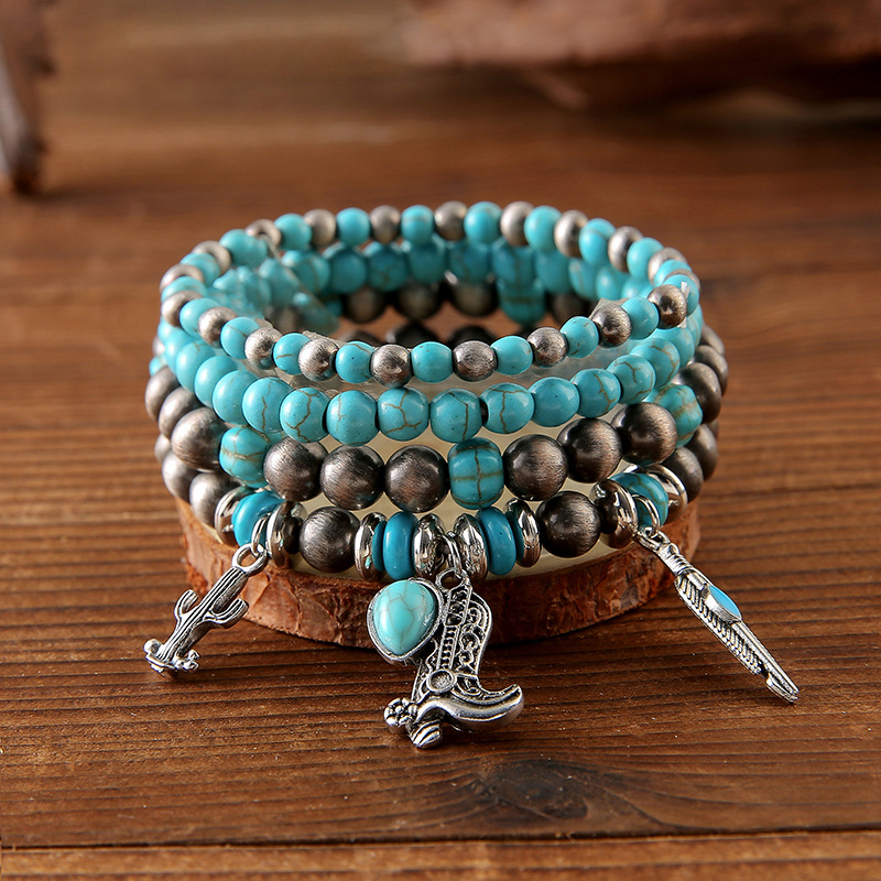 turquoise ethnic beaded bracelet handmade