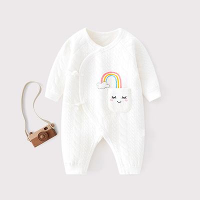 新生嬰兒衣服秋冬套裝初生寶寶保暖連體衣冬季嬰兒夾棉哈衣加厚