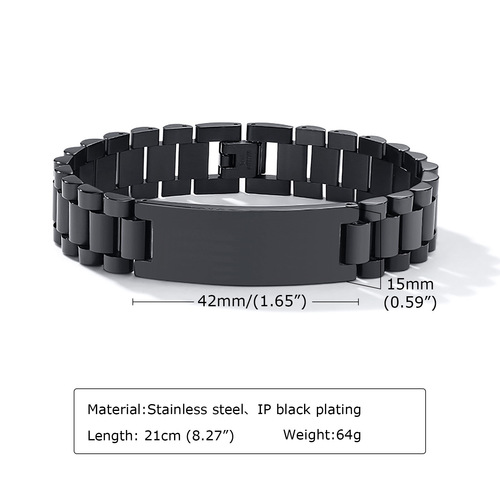 bangles wholesale jewelry titanium steel men's curved bracelet with engraving watch strap for couples and women stainless steel BR-409