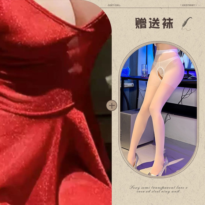 빨간색 + 흰색 가랑이 없는 양말