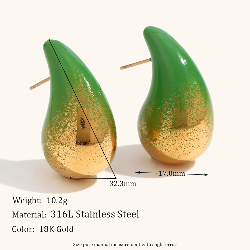 14g Weight Stainless Steel Ear Needle Material Ear Studs Classification 1 Pair Quantity Holiday, Daily Occasion Stainless Steel Material Water Droplets Pattern Women's Gender Plating Design Simple Style Style 1 Pair Simple Style Water Droplets Plating Stainless Steel Ear Studs 1