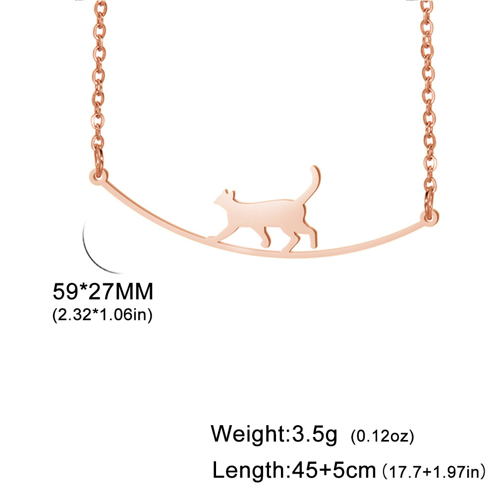 Halskæde med kattevedhæng i rustfrit stål til kvinder gave_voghion.com