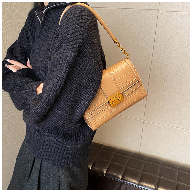 Stone Pattern Single Shoulder Underarm Bag For Women's 2023 Winter New Versatile Small Square Bag, Unique And Western Style Crossbody Bag _voghion.com