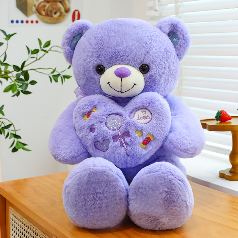 Linda muñeca de oso de peluche de peluche nueva muñeca de oso de peluche con flores al por mayor muñeca de oso de peluche grande