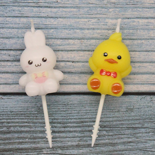 Wholesale birthday cartoon cute little white rabbit yellow duck candle cute pet family baking decoration children's party candle