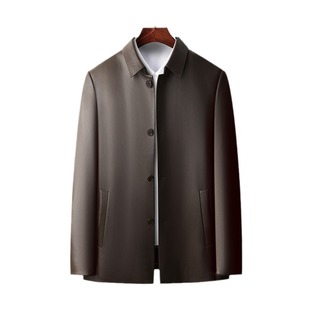 Tommy Black Show 2024 Spring and Autumn Sheep Leather Genuine Leather Jacket Single-Breasted Lapel Mid-Length Loose Fashion