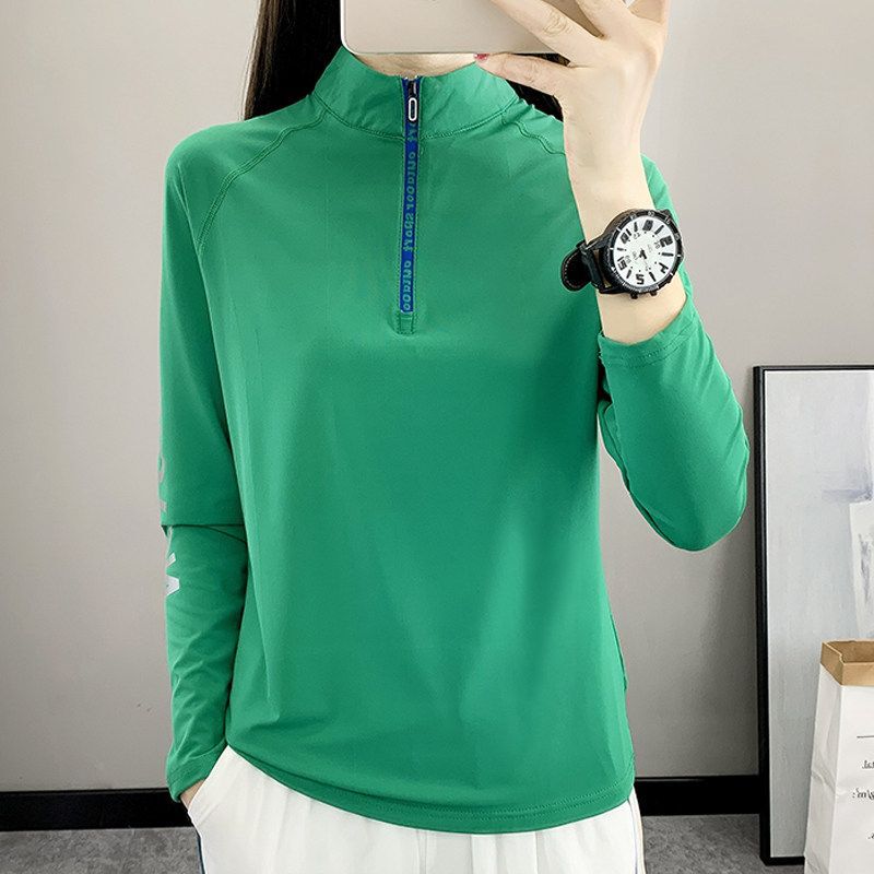 Outdoor Fitness Clothing for Women, Long-Sleeved, Thin, Sports, Mountaineering, Running, Hiking Tops, Spring and Summer Half-Zip Stand-Up Collar T-Shirts Outdoor Fitness Clothing for Women, Long-Sleeved, Thin, Sports, Mountaineering, Running, Hiking Tops, Spring and Summer Half-Zip Stand-Up Collar T-Shirts