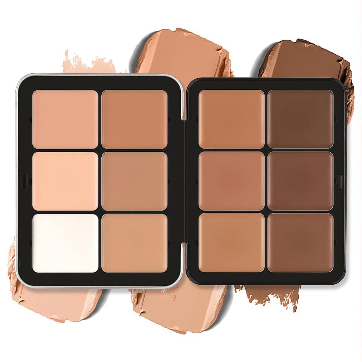 Eisenbox 12 Farben Concealer Mehrzweck-Make-up Aufhellung und Konturierung ohne Puder Concealer Tray Kosmetik_voghion.com