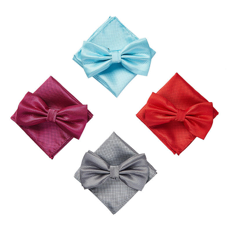 Nuevo color sólido moda simple vestido arco e-commerce fiesta boda color sólido cuadros finos pajarita pañuelo traje