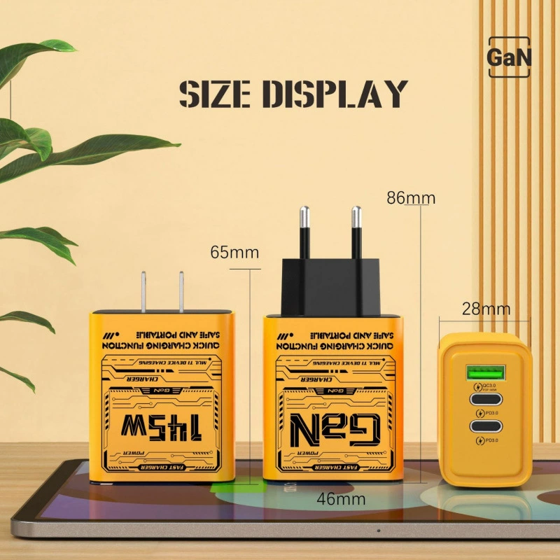 45W зарядное устройство для мобильного телефона с двумя TYPE-C и одним USB-разъемом, PD быстрая зарядка, соответствует регламентам США и Европы, зарядное головка ACC