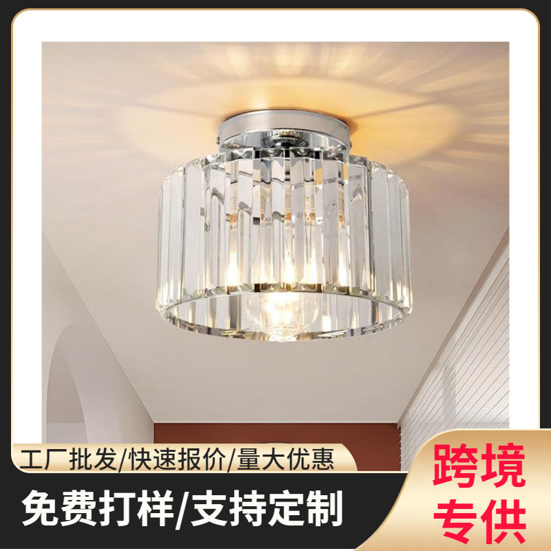 Modern Simple Entrance Crystal Lamp Round Foyer Corridor Bathroom Balcony Lamp Cross-Border Small Ceiling Aisle Lamp