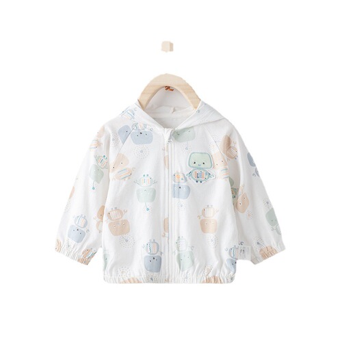 Children's spring and summer sun protection clothing, pure cotton coat, baby skin clothing, summer thin air-conditioning shirt, baby outing clothing