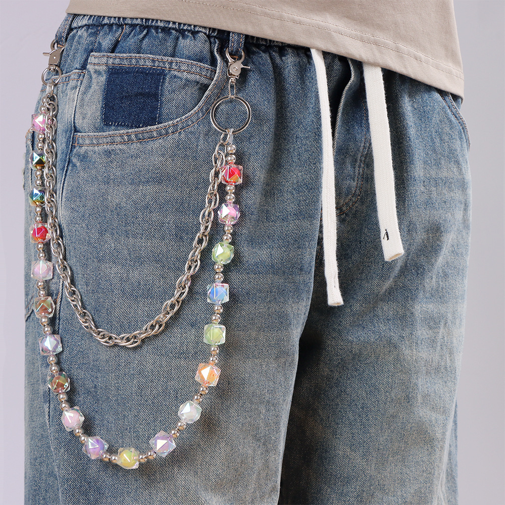 Double Layer Beaded Waist Chain For Men Dopamine Candy Style_voghion.com
