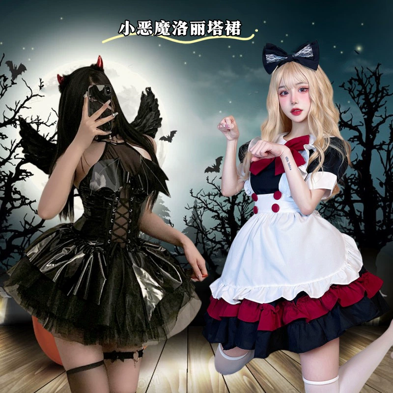 Новое платье для косплея на Хэллоуин: костюм маленькой дьяволицы, наряд горничной, платье для вечеринки в стиле Лолита, костюм ведьмы для выступлений