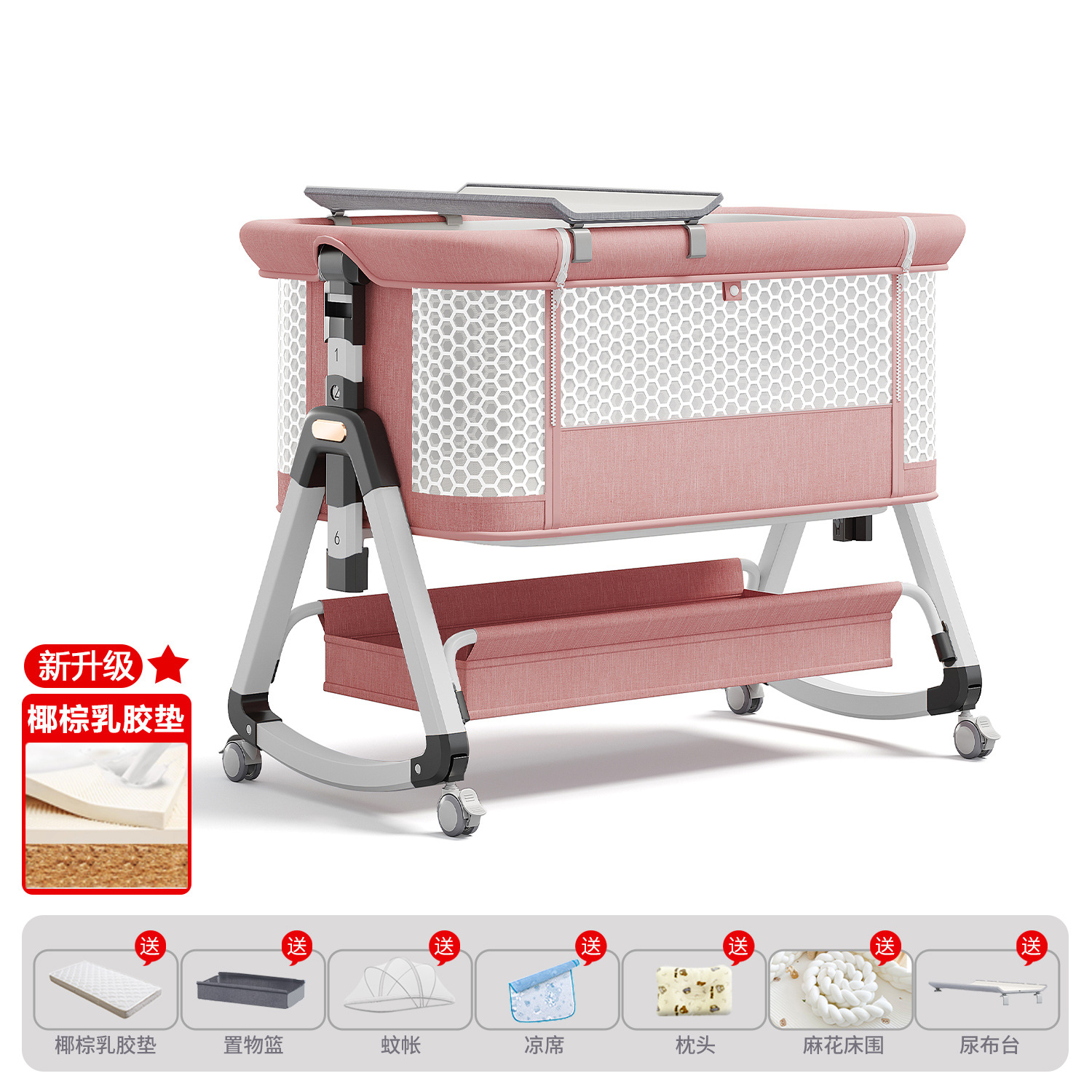 Cama de bebé móvil portátil cuna cama plegable multifuncional BB cama para recién nacidos empalme cama grande