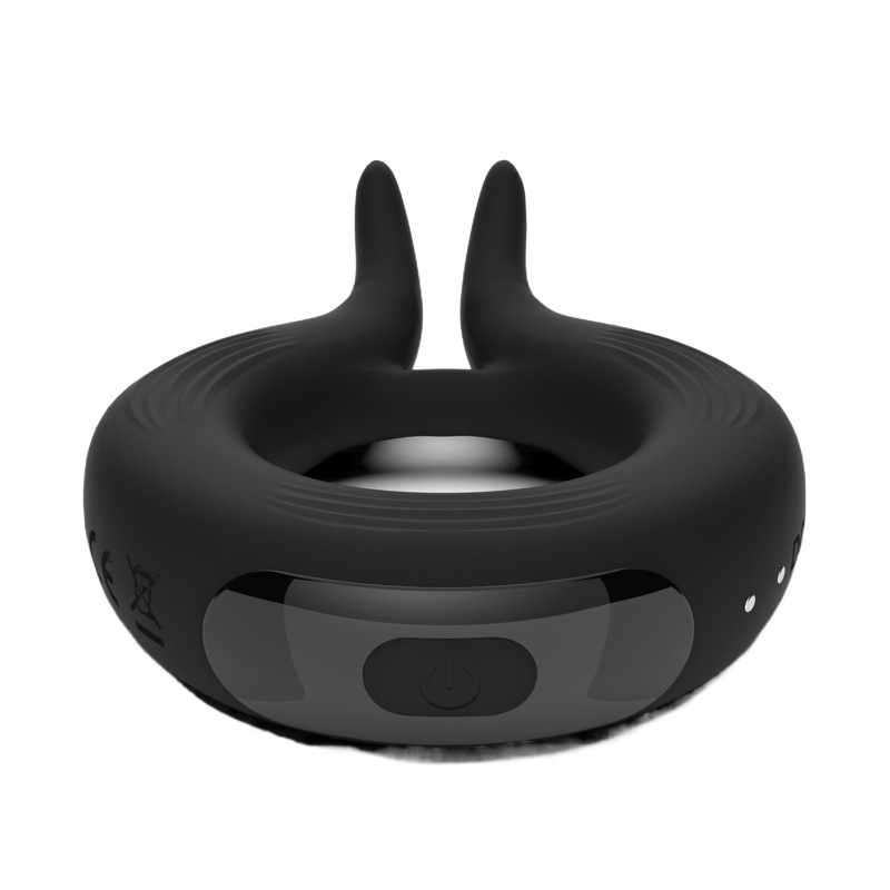 Suministro transfronterizo de 10 frecuencias de succión magnética de carga anillo de bloqueo de oreja de conejo anillo de vibración de silicona para hombres suministros para adultos fábrica al por mayor