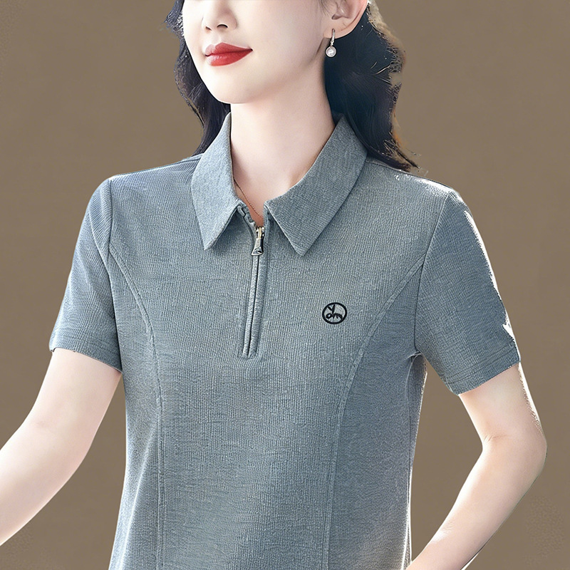 Half-Zip Collared Short-Sleeve T-Shirt for Women, 2026 Summer New Stylish Cropped Top, Fashionable Chic T-Shirt Half-Zip Collared Short-Sleeve T-Shirt for Women, 2026 Summer New Stylish Cropped Top, Fashionable Chic T-Shirt