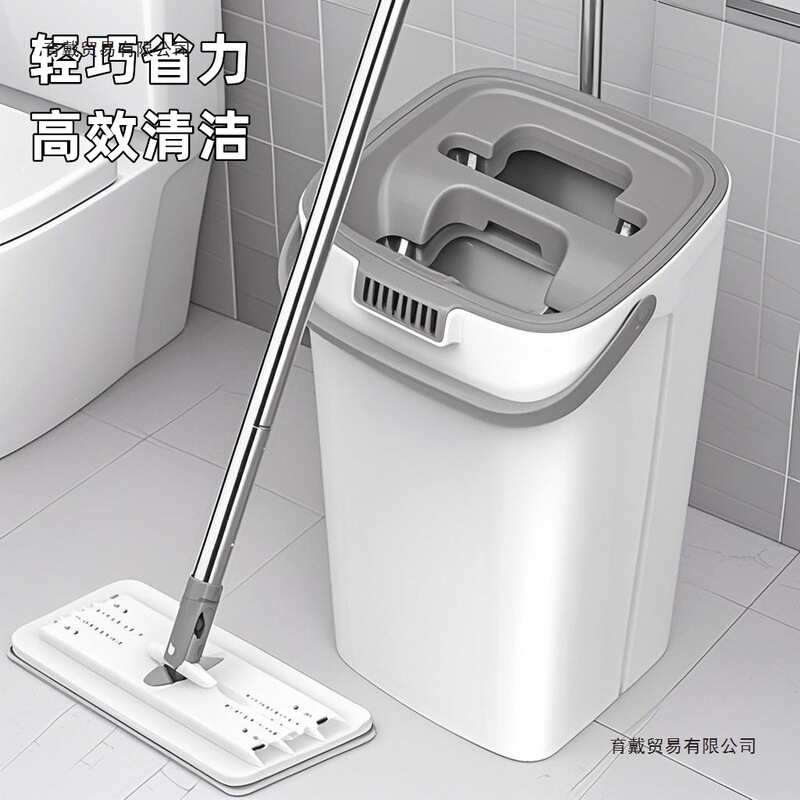 Mop for Home Use, One-Step Cleaning, Hands-Free Washing, Thickened Mop, Dual-Use for Dry and Wet, with Bucket Set, Lazy Mop, Flat Mop