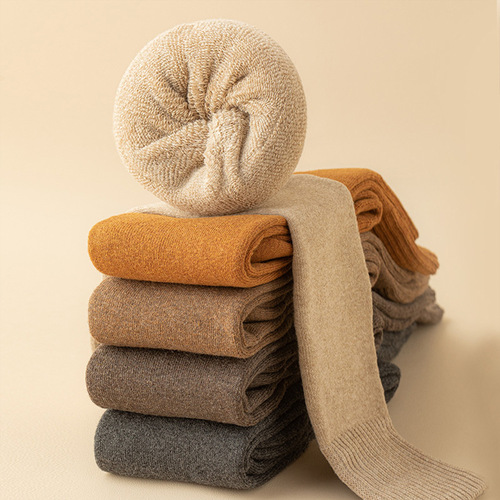 New autumn and winter long over-the-knee women's socks ins style solid color thickened terry medium socks warm high cotton socks