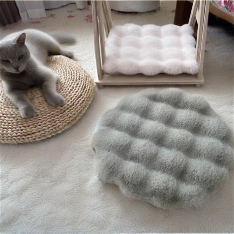 猫咪睡觉垫猫窝垫子兔毛绒圆形狗窝搭配毯子秋冬保暖坐垫宠物用品|undefined