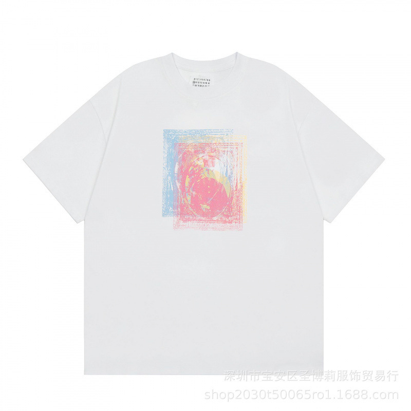 クロスボーダー メゾン マルジェラ マルジェラ デジタル プリント MM6 ピュアコットン 高品質 メンズ Tシャツ レディース 半袖 トレンド|undefined