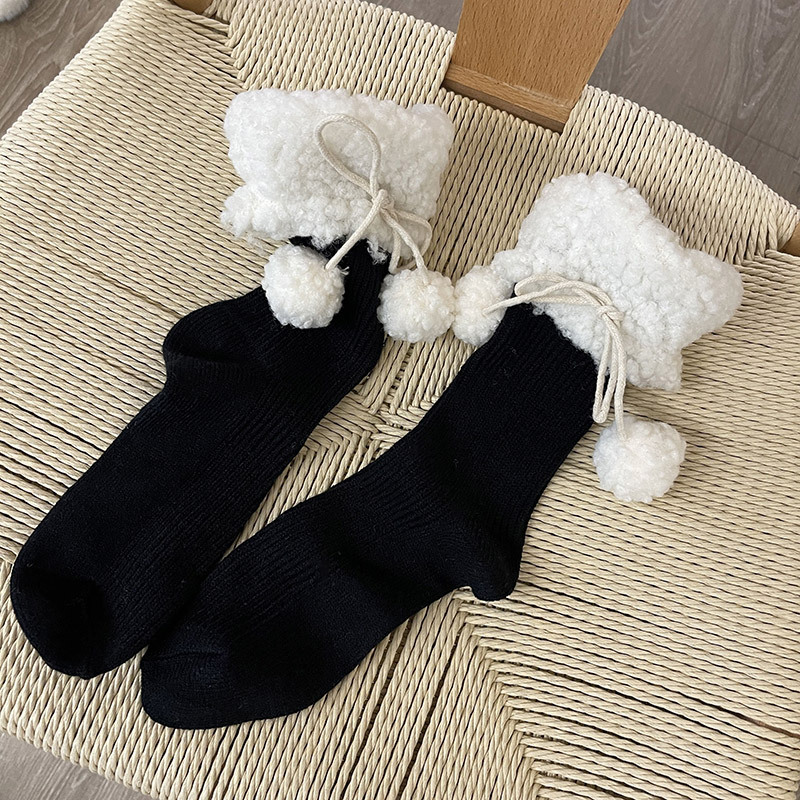 Uus talvetoode, lambavillane pitskarusnahast pallikaar, kašmiir-imitatsiooniga soojad vertikaalribad, armsad sokihunnikud tüdrukutele_voghion.com