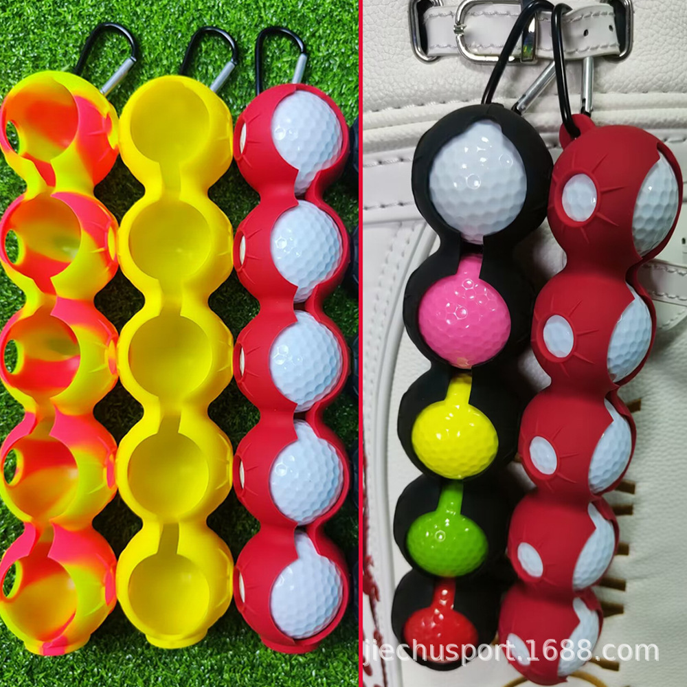 Bolsa de golf cubierta protectora de silicona cubierta de bola pequeña bolsa de bola mini clip de bola multicolor Paquete de bola 5