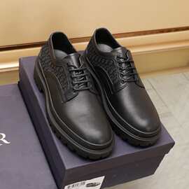 广州货1:1原盒新款皮鞋脚蹬英伦拼接厚底休闲真皮商务男士男鞋