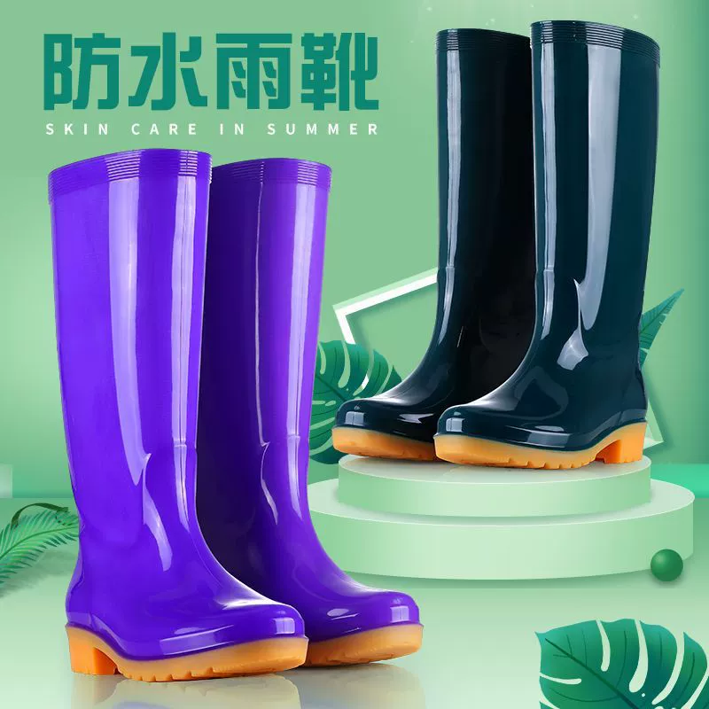 Теплый дождливый день, непромокаемые сапоги от дождя, зимняя обувь на флисовой подкладке, Водная обувь из говяжьего сухожилия, женская Средняя трубка, нескользящая весенне-осенняя резиновая обувь, непромокаемая обувь