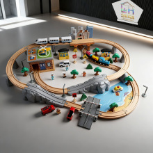儿童木制托马斯小火车轨道车玩具木质火车95片交通矿山套装益智