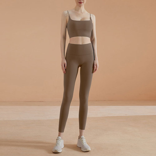 Lycra thin shoulder strap yoga bra for women European and American outer wear suspenders simple and beautiful vest with chest pad fitness sports bra